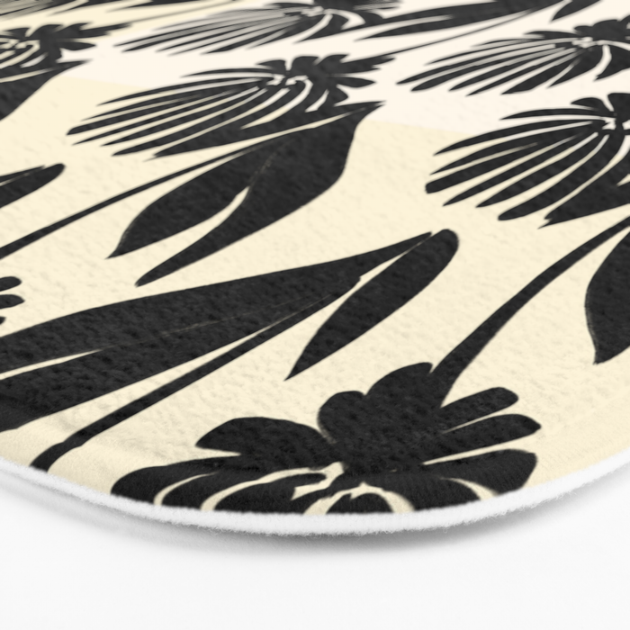 Black Botanical Floral Silhouette  Bath Mat Gallery Image 3