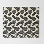 Black Botanical Floral Silhouette  Throw Blanket Gallery Image 2