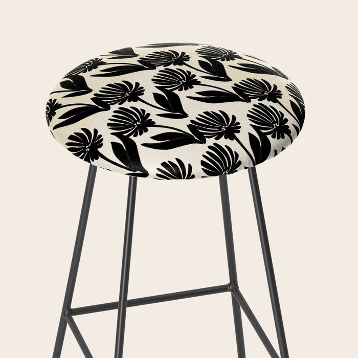 Black Botanical Floral Silhouette  Stool Gallery Image 2