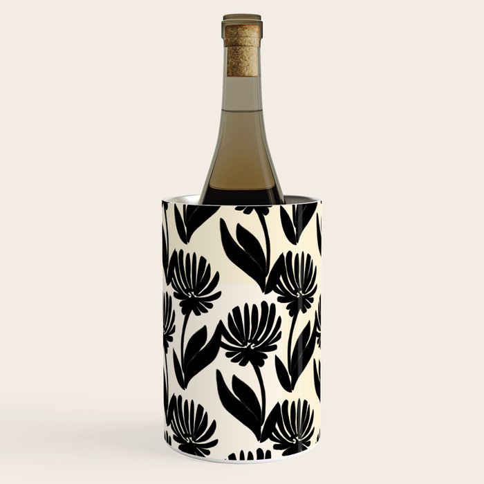 Black Botanical Floral Silhouette  Wine Chiller Gallery Image 1