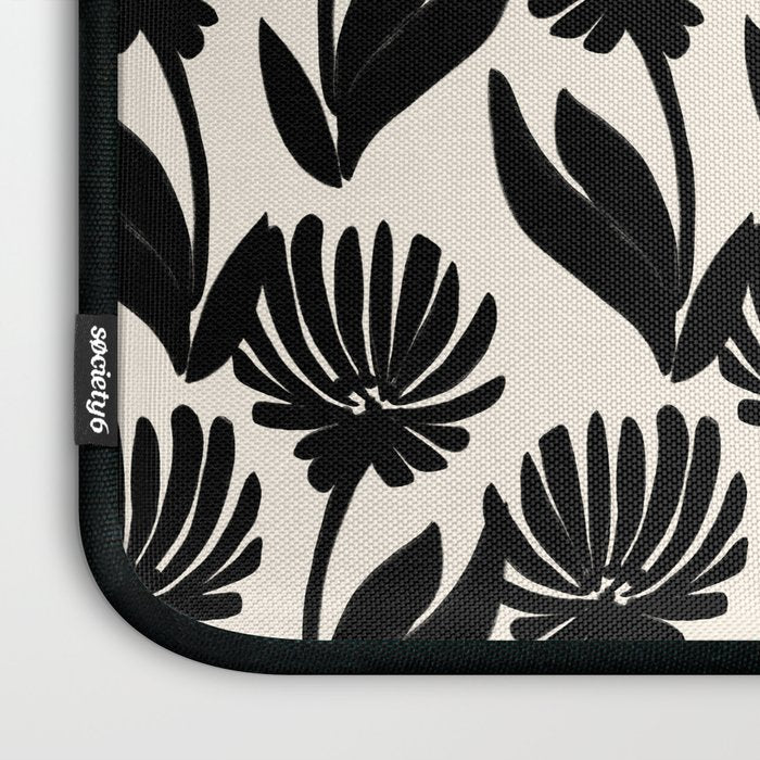 Black Botanical Floral Silhouette  Laptop Sleeve Gallery Image 3