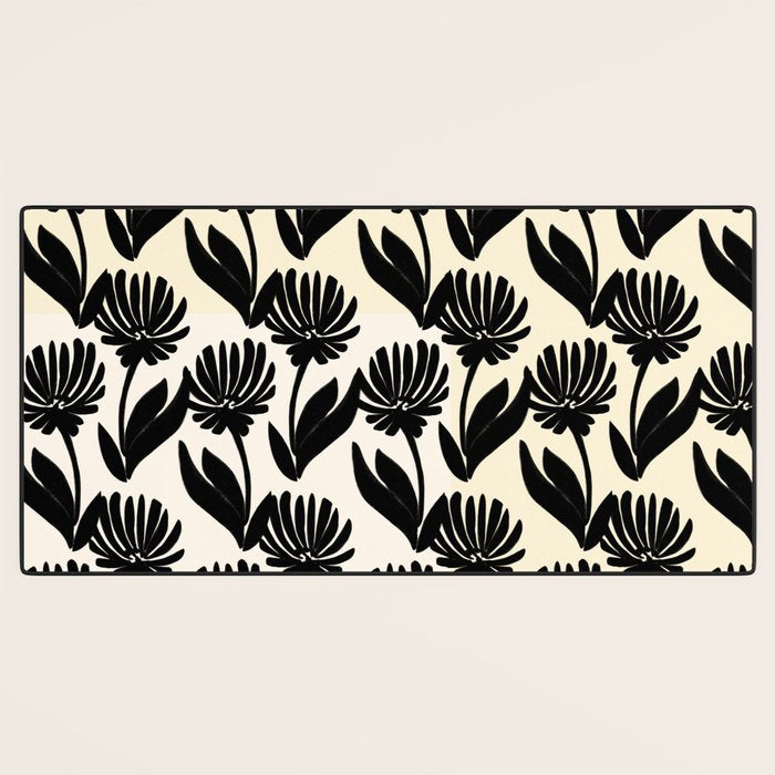 Black Botanical Floral Silhouette  Desk Mat Gallery Image 3