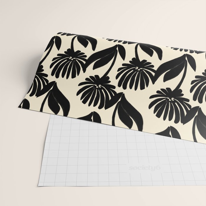 Black Botanical Floral Silhouette  Wrapping Paper Gallery Image 2