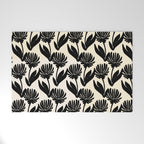 Black Botanical Floral Silhouette  Welcome Mat Gallery Image 1