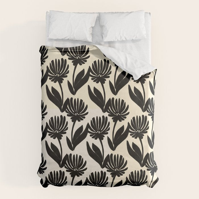 Black Botanical Floral Silhouette  Duvet Cover Gallery Image 6