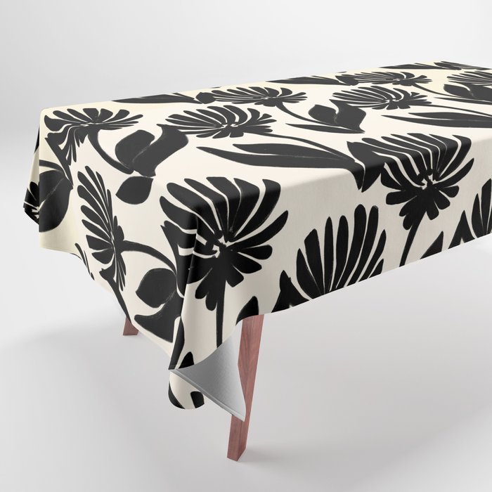 Black Botanical Floral Silhouette  Tablecloth Gallery Image 1