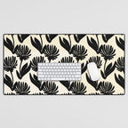 Black Botanical Floral Silhouette  Desk Mat Gallery Image 1