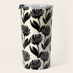 Black Botanical Floral Silhouette  Travel Mug Gallery Image 3