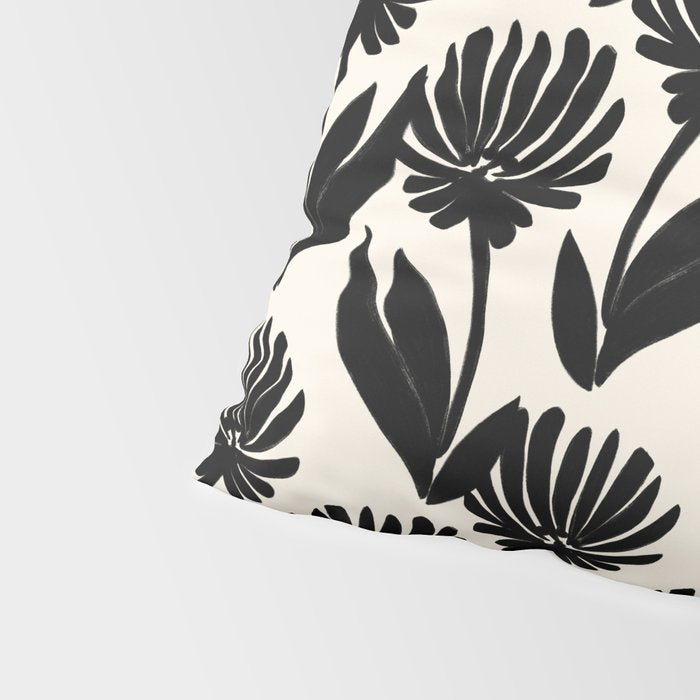 Black Botanical Floral Silhouette  Pillow Sham Gallery Image 4