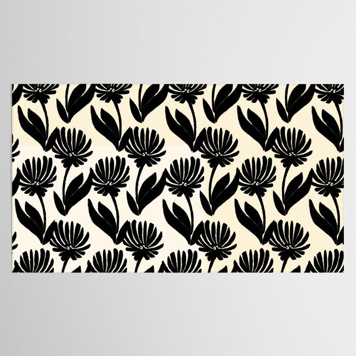 Black Botanical Floral Silhouette  Tablecloth Gallery Image 2