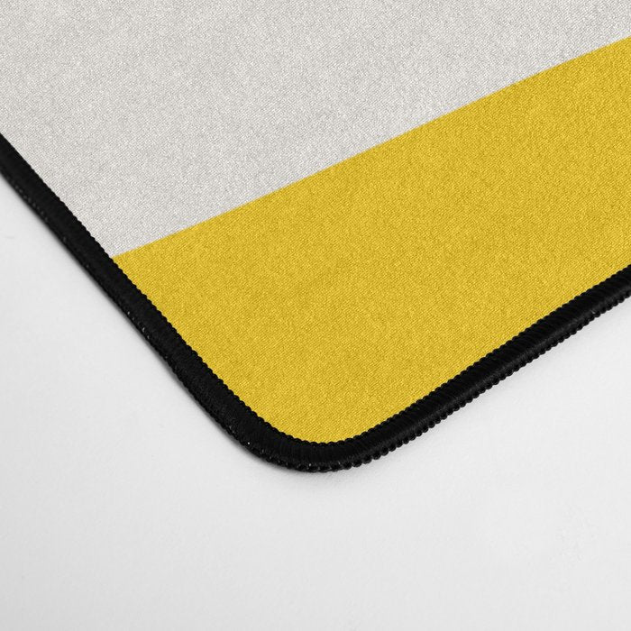 Yellow And White Brush Strokes, Abstract Art, Exhibition Poster, Mid Century Modern Desk Mat Gallery Image 4