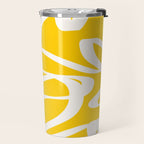 Yellow And White Brush Strokes, Abstract Art, Exhibition Poster, Mid Century Modern Travel Mug Gallery Image 2