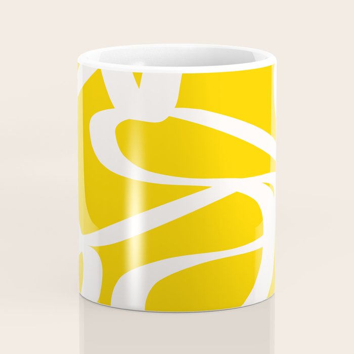 Yellow And White Brush Strokes, Abstract Art, Exhibition Poster, Mid Century Modern Coffee Mug Gallery Image 4