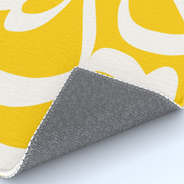 Yellow And White Brush Strokes, Abstract Art, Exhibition Poster, Mid Century Modern Rug Gallery Image 4