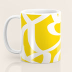 Yellow And White Brush Strokes, Abstract Art, Exhibition Poster, Mid Century Modern Coffee Mug Gallery Image 3