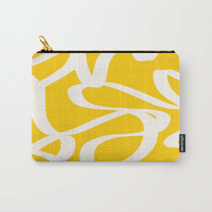 Yellow And White Brush Strokes, Abstract Art, Exhibition Poster, Mid Century Modern Carry All Pouch Gallery Image 1