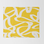 Yellow And White Brush Strokes, Abstract Art, Exhibition Poster, Mid Century Modern Throw Blanket Gallery Image 2