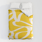 Yellow And White Brush Strokes, Abstract Art, Exhibition Poster, Mid Century Modern Duvet Cover Gallery Image 6