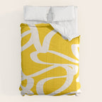 Yellow And White Brush Strokes, Abstract Art, Exhibition Poster, Mid Century Modern Comforter Gallery Image 6
