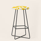 Yellow And White Brush Strokes, Abstract Art, Exhibition Poster, Mid Century Modern Stool Gallery Image 1
