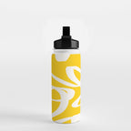 Yellow And White Brush Strokes, Abstract Art, Exhibition Poster, Mid Century Modern Water Bottle Gallery Image 2
