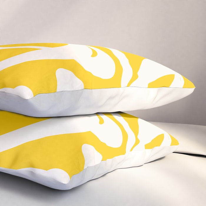 Yellow And White Brush Strokes, Abstract Art, Exhibition Poster, Mid Century Modern Pillow Sham Gallery Image 3