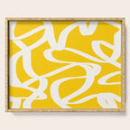 Yellow And White Brush Strokes, Abstract Art, Exhibition Poster, Mid Century Modern Serving Tray Gallery Image 1