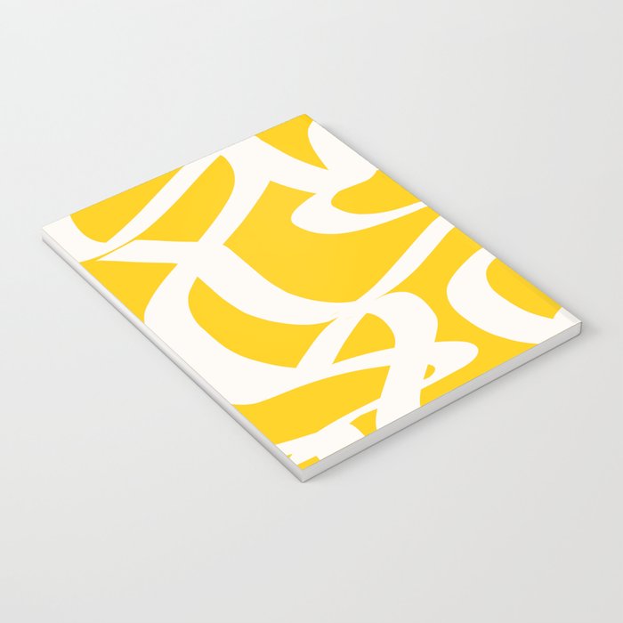 Yellow And White Brush Strokes, Abstract Art, Exhibition Poster, Mid Century Modern Notebook Gallery Image 3