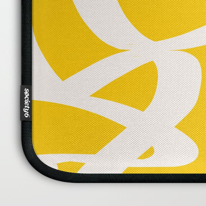 Yellow And White Brush Strokes, Abstract Art, Exhibition Poster, Mid Century Modern Laptop Sleeve Gallery Image 3