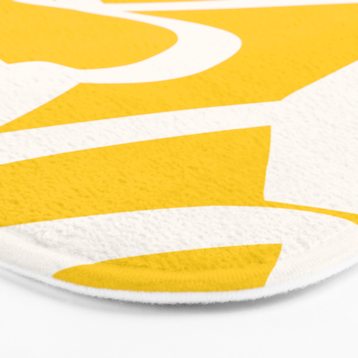 Yellow And White Brush Strokes, Abstract Art, Exhibition Poster, Mid Century Modern Bath Mat Gallery Image 3