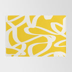 Yellow And White Brush Strokes, Abstract Art, Exhibition Poster, Mid Century Modern Rug Gallery Image 2