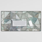 Teal And Grey Triangles Stained Glass Style Desk Mat Gallery Image 1