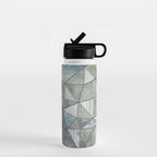 Teal And Grey Triangles Stained Glass Style Water Bottle Gallery Image 1