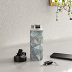 Teal And Grey Triangles Stained Glass Style Water Bottle Gallery Image 4