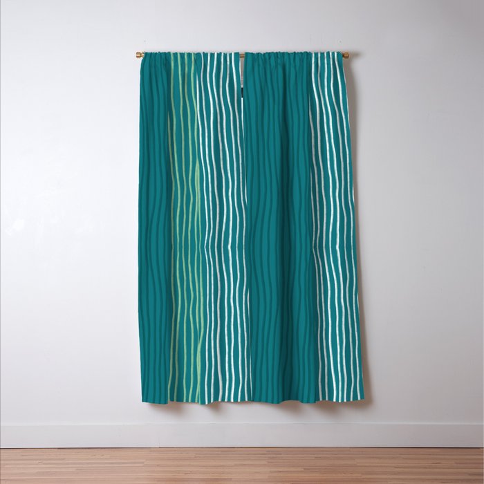 Sea Foam Blue Pinstripes Window Curtain Gallery Image 3