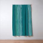 Sea Foam Blue Pinstripes Window Curtain Gallery Image 3