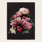Vintage flowers bouquet. Peony, roses, anemone on dark moody background. Poster Gallery Image 4