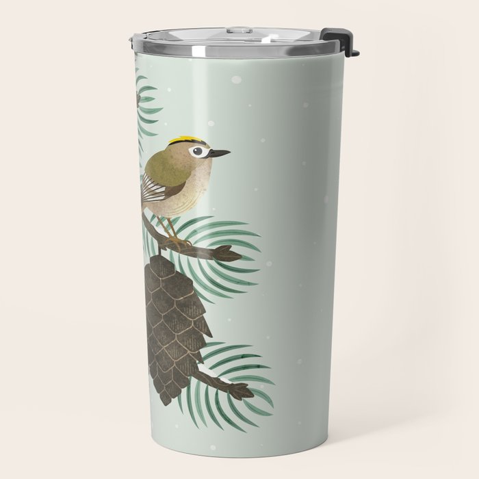 Goldcrest in the Winter Pines Travel Mug Gallery Image 2