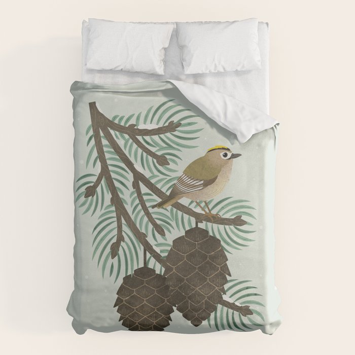 Goldcrest in the Winter Pines Duvet Cover Gallery Image 6