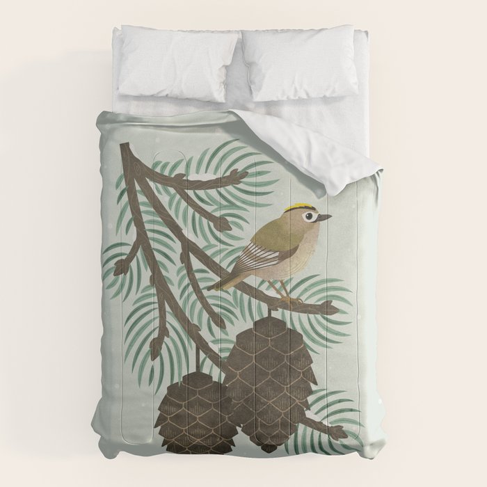 Goldcrest in the Winter Pines Comforter Gallery Image 6