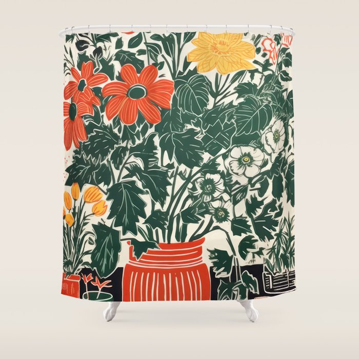 The Greenhouse Potted Garden Shower Curtain Gallery Image 1