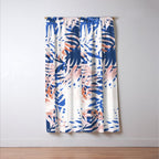 Tropical palms blue and coral Window Curtain Gallery Image 3