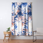Tropical palms blue and coral Window Curtain Gallery Image 5