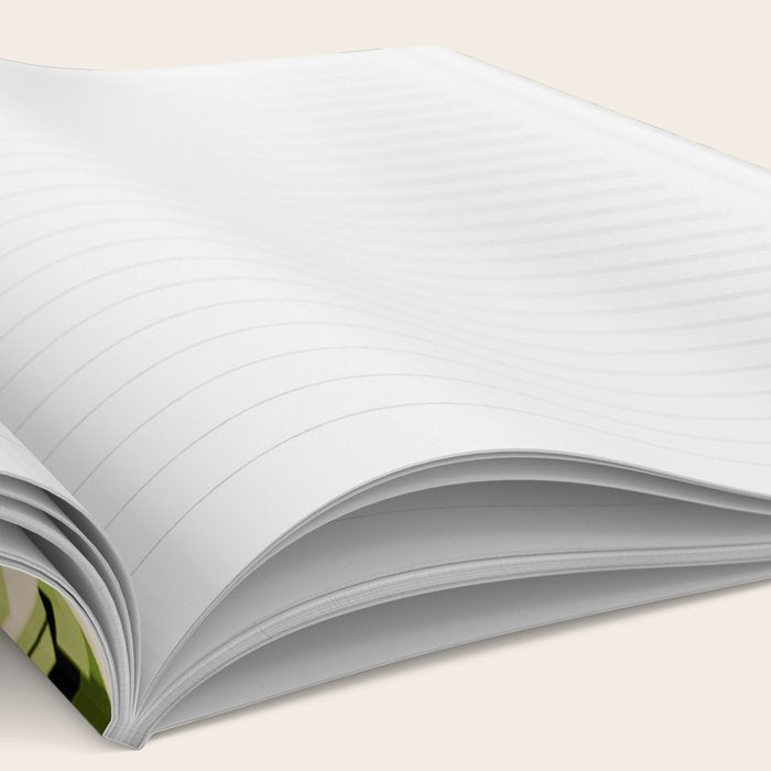 Geometric Checkerboard with Confetti Squares Green Black on Beige Notebook Gallery Image 2