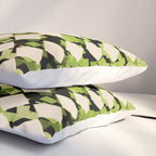Geometric Checkerboard with Confetti Squares Green Black on Beige Pillow Sham Gallery Image 3