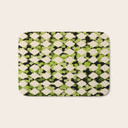 Geometric Checkerboard with Confetti Squares Green Black on Beige Bath Mat Gallery Image 1