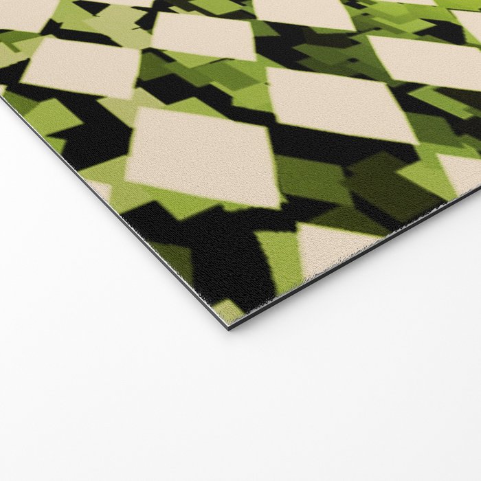 Geometric Checkerboard with Confetti Squares Green Black on Beige Welcome Mat Gallery Image 2