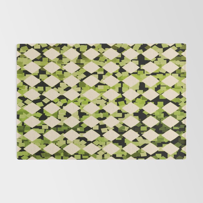 Geometric Checkerboard with Confetti Squares Green Black on Beige Rug Gallery Image 2
