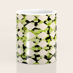 Geometric Checkerboard with Confetti Squares Green Black on Beige Coffee Mug Gallery Image 4