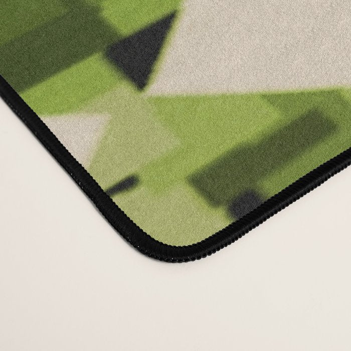 Geometric Checkerboard with Confetti Squares Green Black on Beige Desk Mat Gallery Image 4
